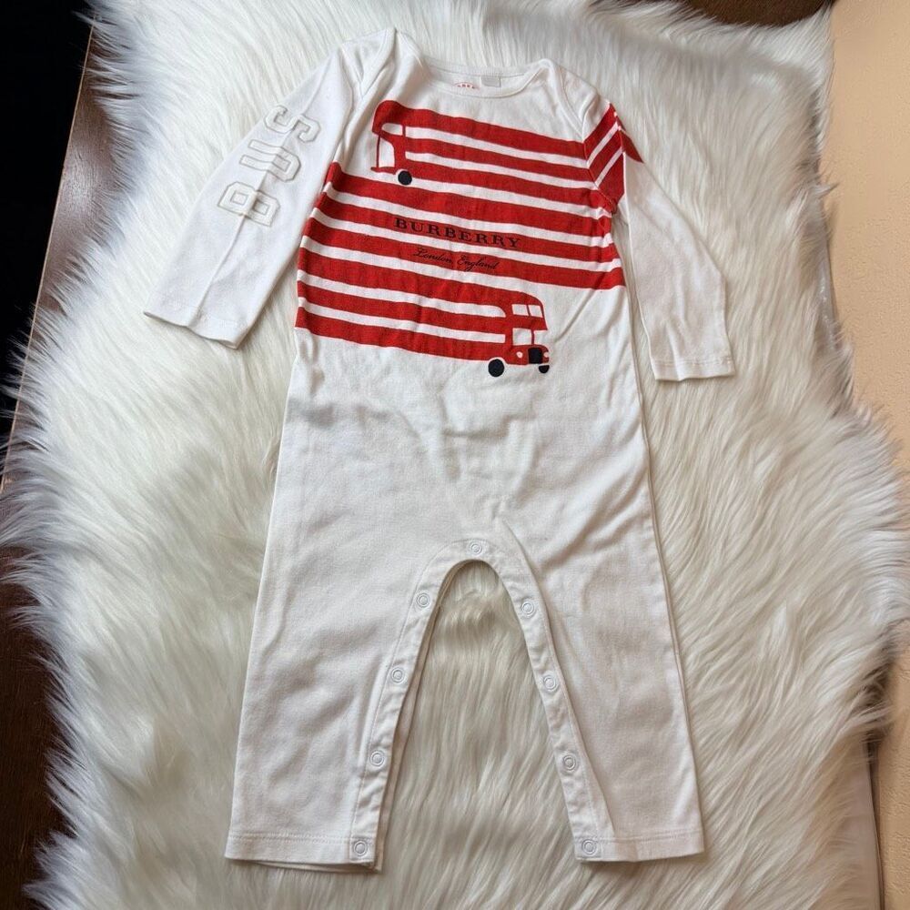 BURBERRY Children Double Decker Bus Coverall Jumpsuit Size 12 Months